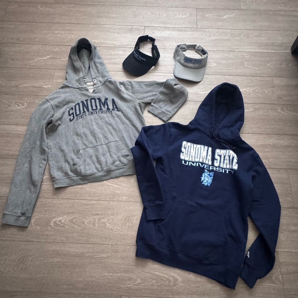 SSU Sonoma State University Lot of 2 sweatshirts and 2 visors